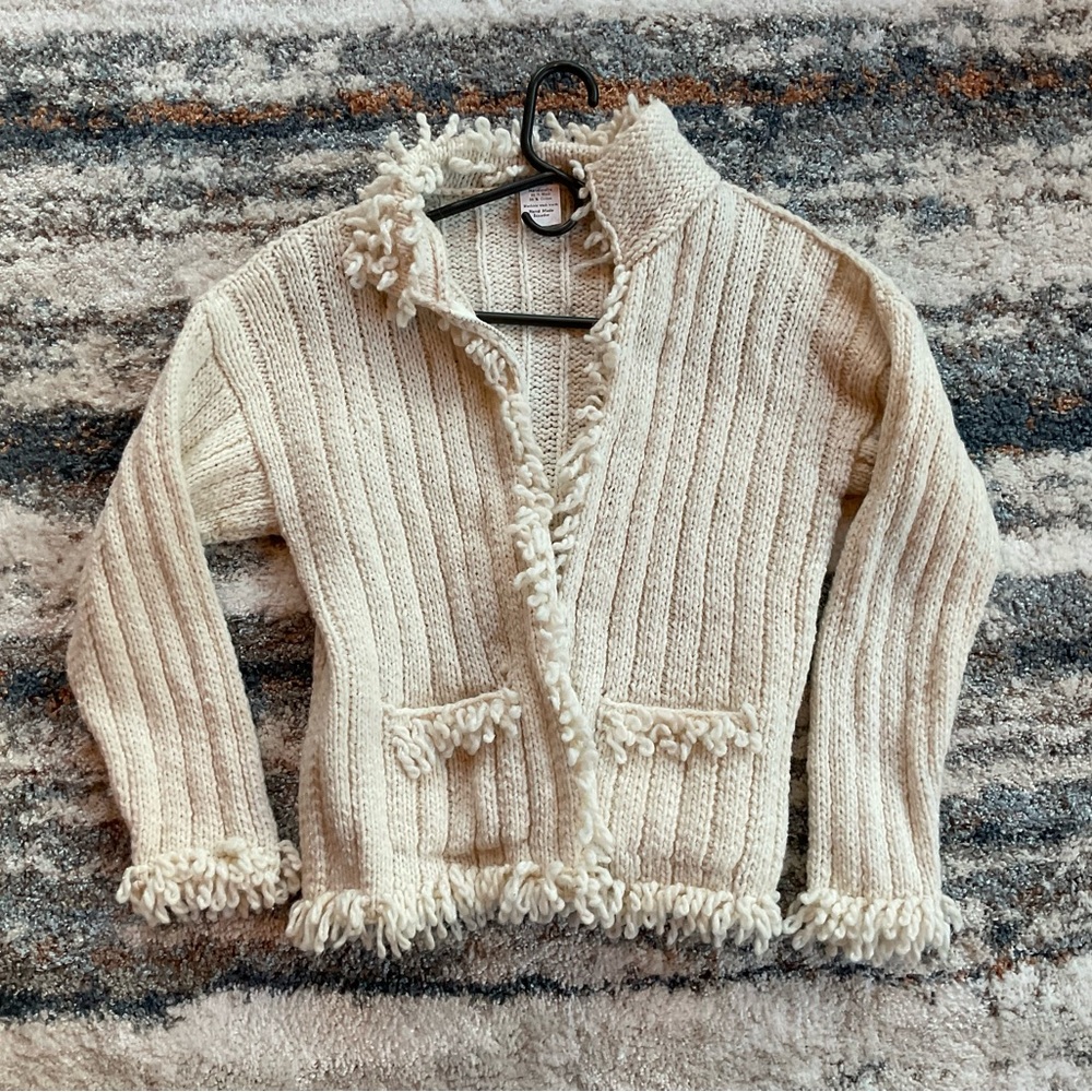 Ivory knit Equadorian cardigan sweater